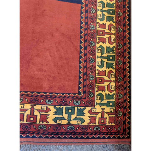 200 x 157 cm Afghan Khan Tribal Orange Rug - Rugoutlet