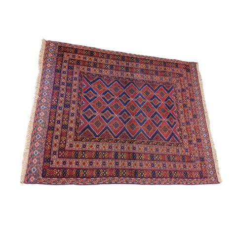 200 x 157 cm Afghan Mushwani Natural Dye Tribal Red Rug - Rugmaster