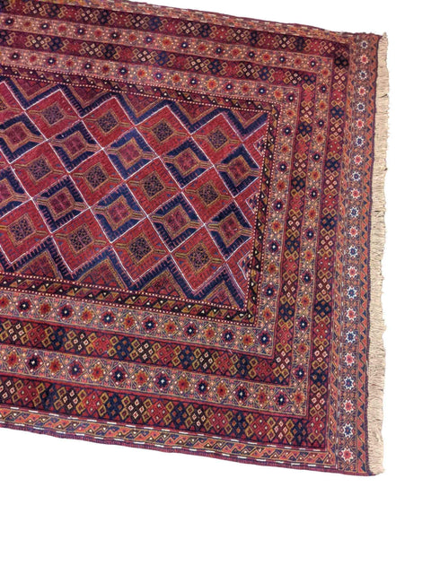 200 x 157 cm Afghan Mushwani Natural Dye Tribal Red Rug - Rugmaster