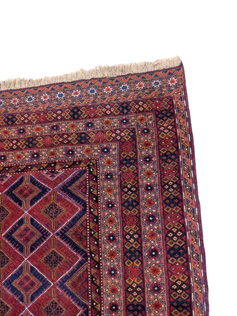 200 x 157 cm Afghan Mushwani Natural Dye Tribal Red Rug - Rugmaster