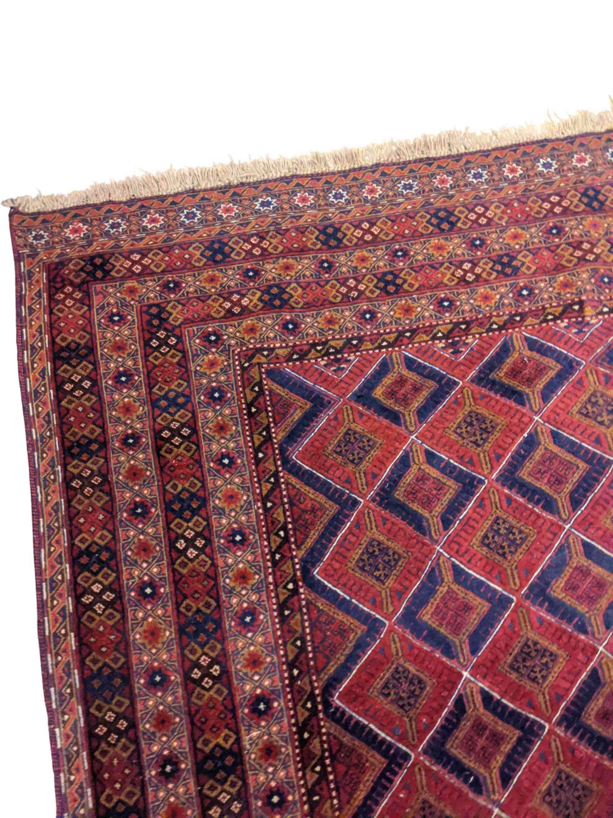 200 x 157 cm Afghan Mushwani Natural Dye Tribal Red Rug - Rugmaster