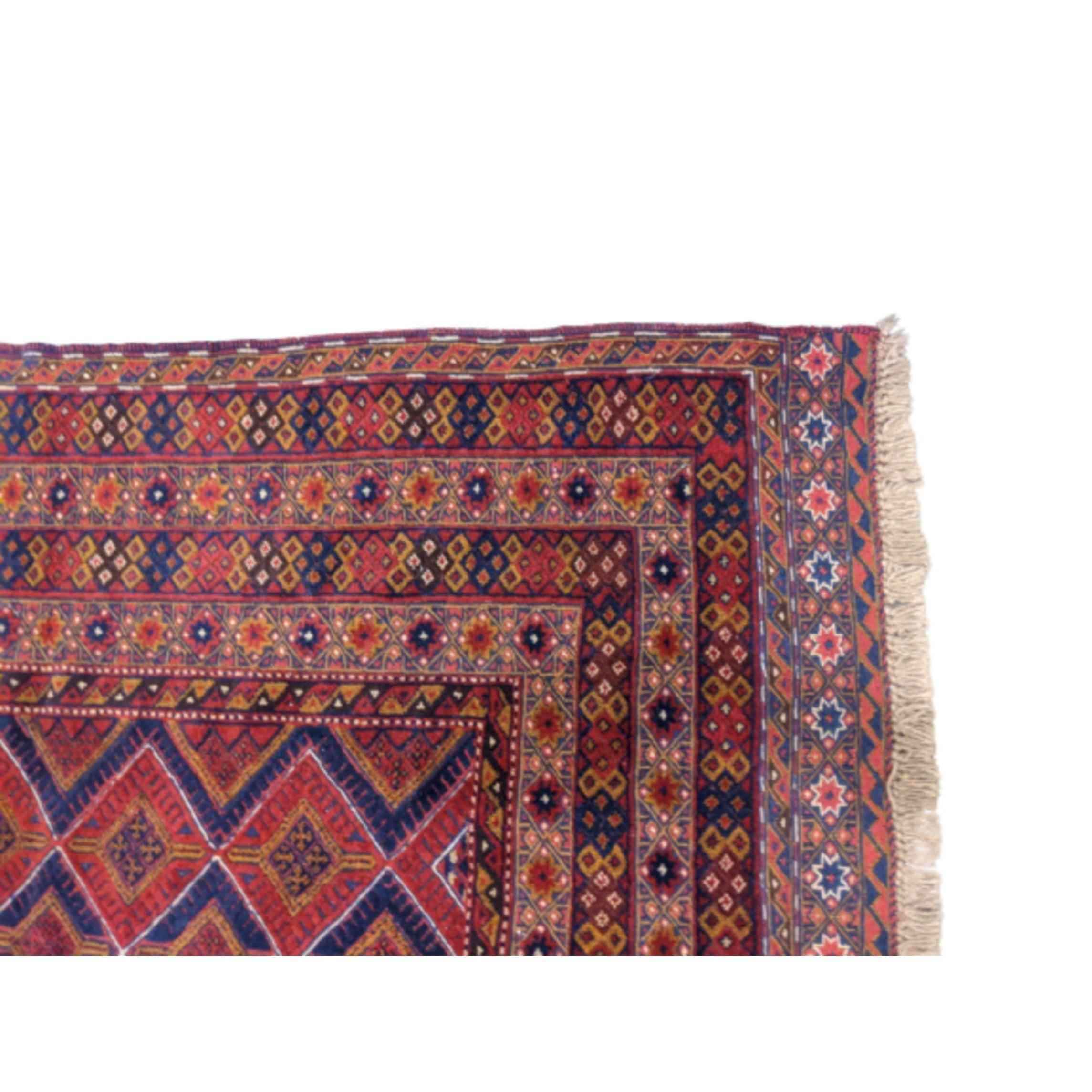 200 x 157 cm Afghan Mushwani Natural Dye Tribal Red Rug - Rugmaster