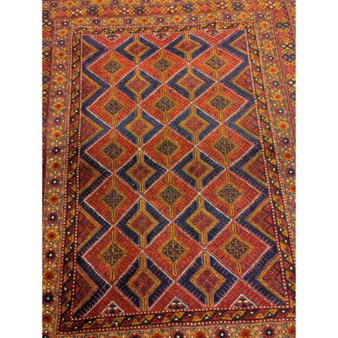 200 x 157 cm Afghan Mushwani Natural Dye Tribal Red Rug - Rugmaster