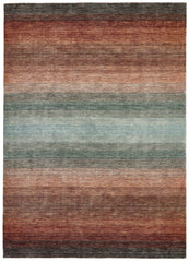 200x140 cm wool Blue Rug-HLC200111, Dark Brown Multi - Rugoutlet