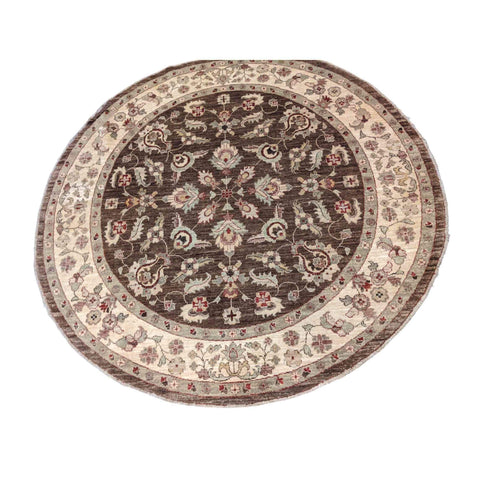 200 x 200 cm Handmade Brown Round Rug - Rugoutlet