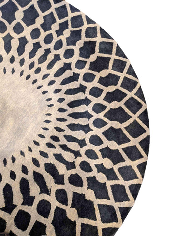 200 x 200 cm Modern Handmade Brown Round Rug - Rugmaster