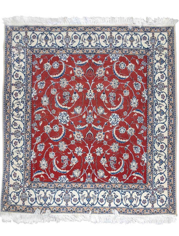 200 x 200 cm Silk and wool Traditional Red Rug - Rugoutlet
