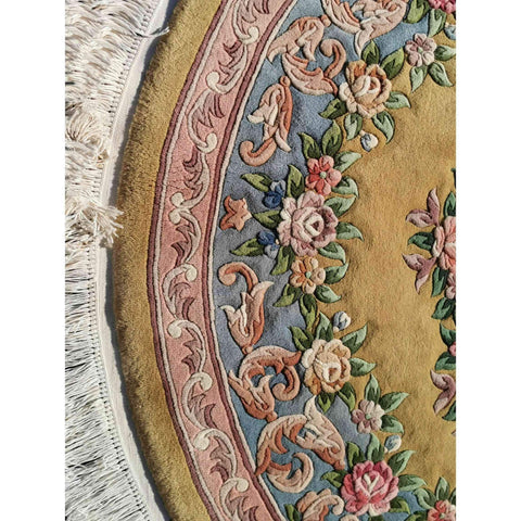 200D Chinese Beige Round Beige Rug - Rugoutlet