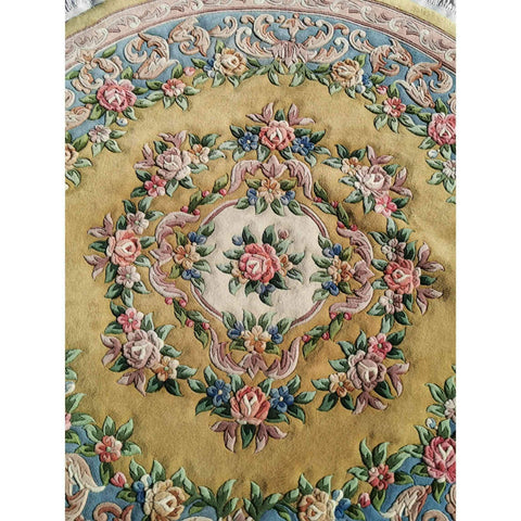 200D Chinese Beige Round Beige Rug - Rugoutlet