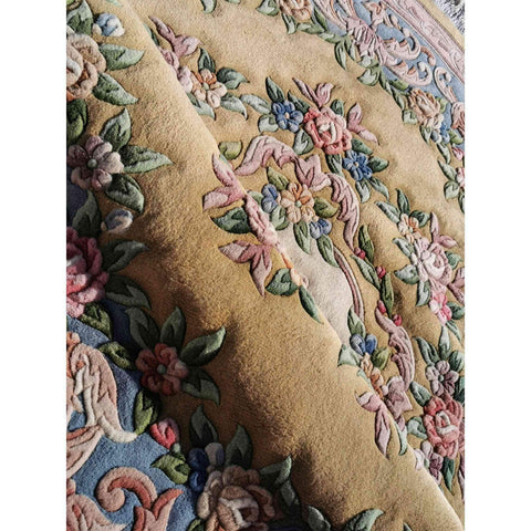 200D Chinese Beige Round Beige Rug - Rugoutlet