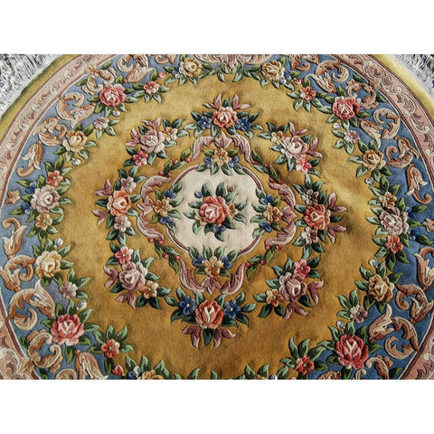 200D Chinese Beige Round Beige Rug - Rugoutlet