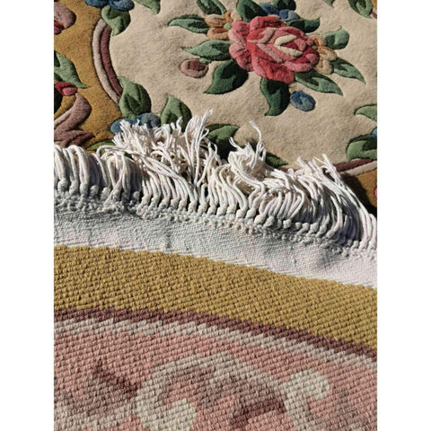 200D Chinese Beige Round Beige Rug - Rugoutlet