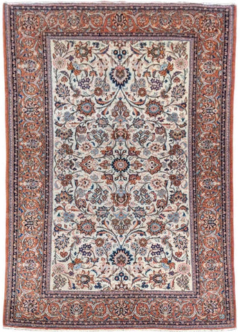 201 x 132 cm Old Kashan Antique Orange Rug - Rugmaster