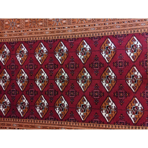 202 x 131 cm Persian Turkaman Tribal Red Rug - Rugoutlet