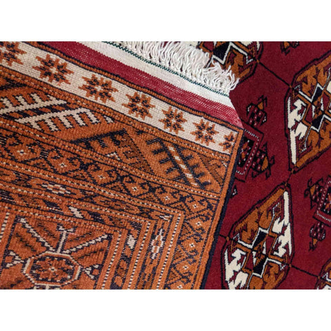 202 x 131 cm Persian Turkaman Tribal Red Rug - Rugoutlet