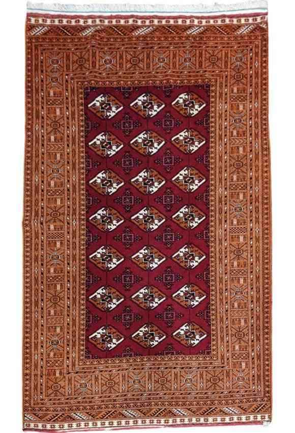 202 x 131 cm Persian Turkaman Tribal Red Rug - Rugmaster