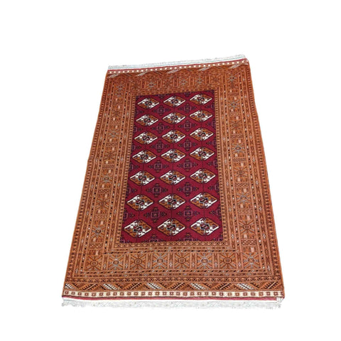 202 x 131 cm Persian Turkaman Tribal Red Rug - Rugoutlet