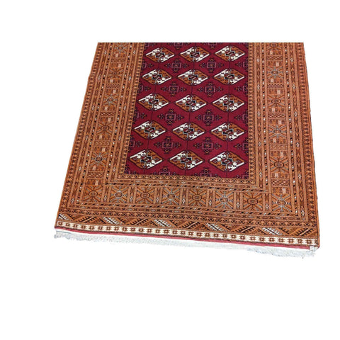 202 x 131 cm Persian Turkaman Tribal Red Rug - Rugoutlet