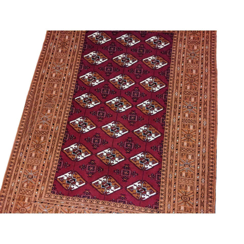 202 x 131 cm Persian Turkaman Tribal Red Rug - Rugoutlet