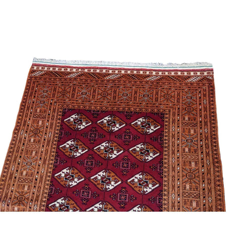 202 x 131 cm Persian Turkaman Tribal Red Rug - Rugoutlet