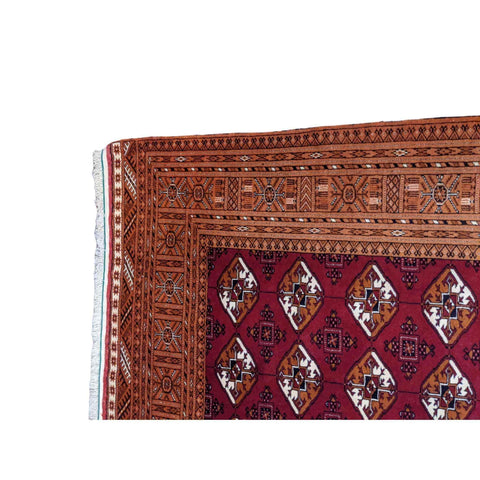 202 x 131 cm Persian Turkaman Tribal Red Rug - Rugoutlet