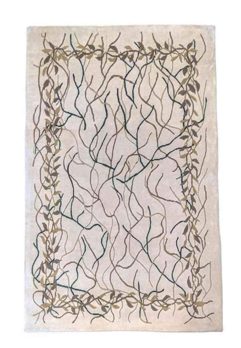 202 x 160 cm White Floral Rug - Rugoutlet