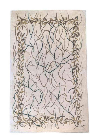 202 x 160 cm Modern White Floral Rug - Rugmaster