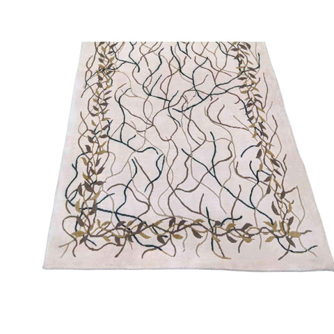 202 x 160 cm White Floral Rug - Rugoutlet