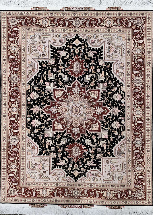 Silk & Fine Persian Tabriz Traditional Wool Rug 152 x 105 cm (4.97 x 3.44 ft)