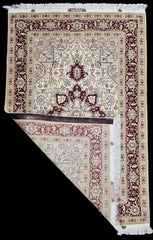 Silk & Fine Persian Tabriz Traditional Wool Rug 159 x 106 cm (5.21 x 3.48 ft)