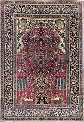 Silk & Fine Persian Isfahan Traditional Wool Rug 216 x 144 cm (7.09 x 4.72 ft