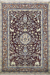 Silk & Fine Persian Isfahan Traditional Wool Rug 247 x 170 cm (8.10 x 5.58 ft)