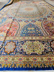 Silk & Fine Persian Tabriz Traditional Wool Rug 350 x 520 cm (11.48 x 17.06 ft)