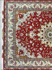 Silk & Fine Persian Tabriz Traditional Wool Rug 200 x 150 cm (6.56 x 4.92 ft)