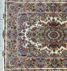 Silk & Fine Persian Tabriz Traditional Wool Rug 200 x 150 cm (6.56 x 4.92 ft)