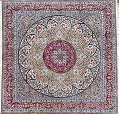 Silk & Fine Persian Isfahan Traditional Wool Rug 300 x 300 cm (9.84 x 9.84 ft)