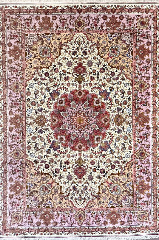 Silk & Fine Persian Tabriz Traditional Wool Rug 350 x 250 cm (11.48 x 8.20 ft)