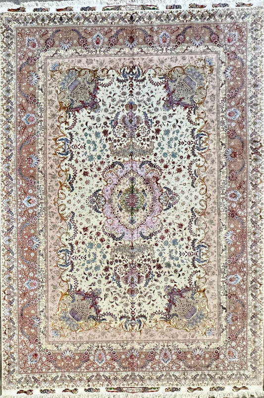 Silk & Fine Persian Tabriz Traditional Wool Rug 350 x 250 cm (11.48 x 8.20 ft)