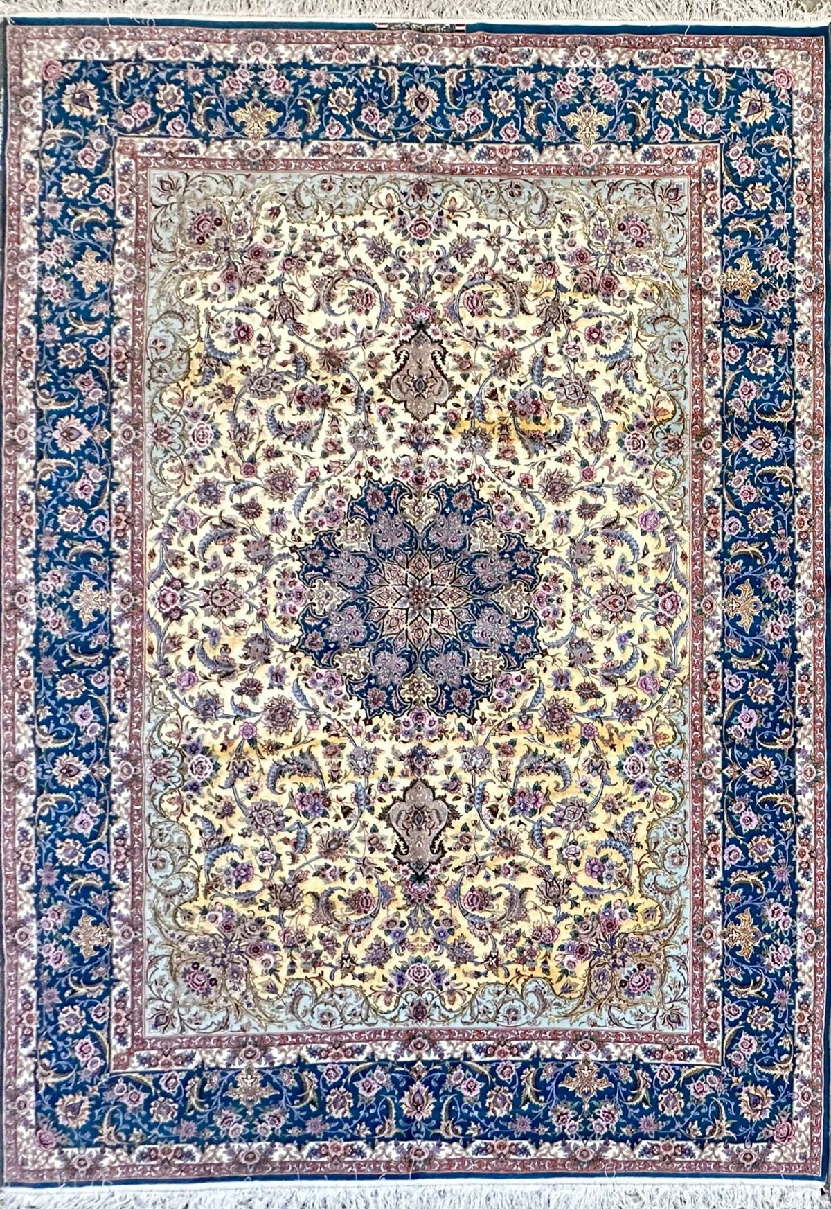 Silk & Fine Persian Isfahan Traditional Wool Rug 350 x 250 cm (11.48 x 8.20 ft)