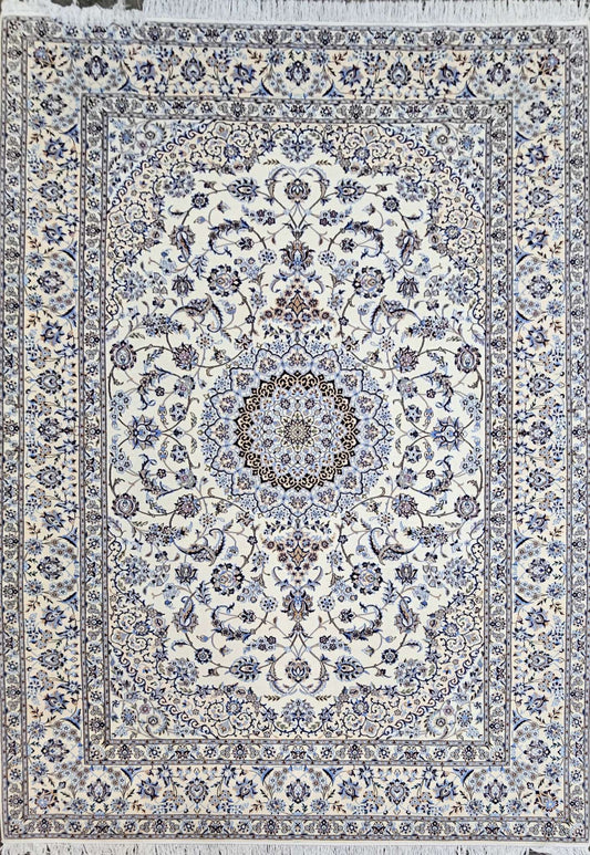 Silk & Fine Persian Nain Traditional Wool Rug 209 x 310 cm (6.86 x 10.17 ft)