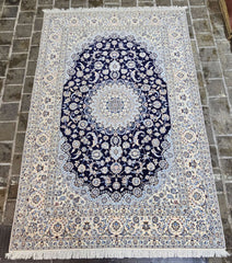 Silk & Fine Persian Nain Traditional Wool Rug 209 x 310 cm (6.86 x 10.17 ft)