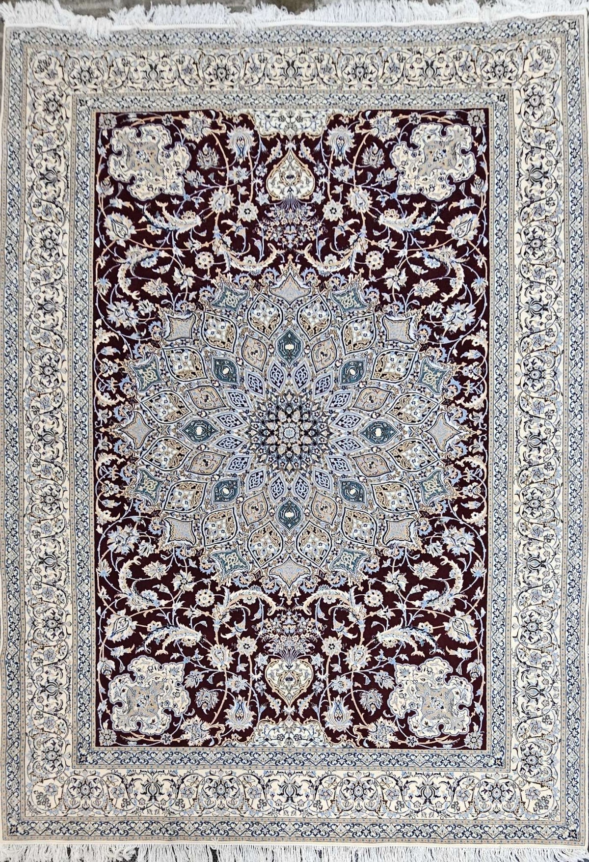 Silk & Fine Persian Nain Traditional Wool Rug 321 x 222 cm (10.53 x 7.28 ft)