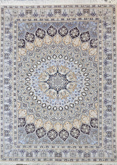 Silk & Fine Persian Nain Traditional Wool Rug 320 x 214 cm (10.50 x 7.05 ft)