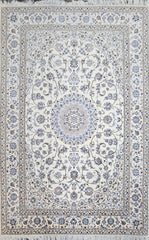 Silk & Fine Persian Nain Traditional Wool Rug 303 x 210 cm (9.91 x 6.89 ft)