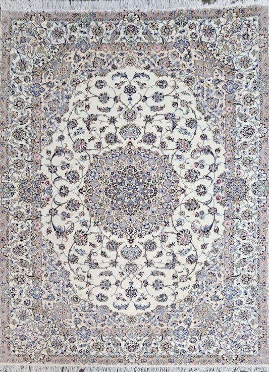 Silk & Fine Persian Nain Traditional Wool Rug 300 x 208 cm (9.84 x 6.83 ft)