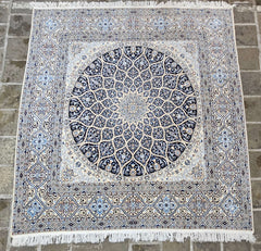 Silk & Fine Persian Nain Traditional Wool Rug 208 x 210 cm (6.83 x 6.89 ft)