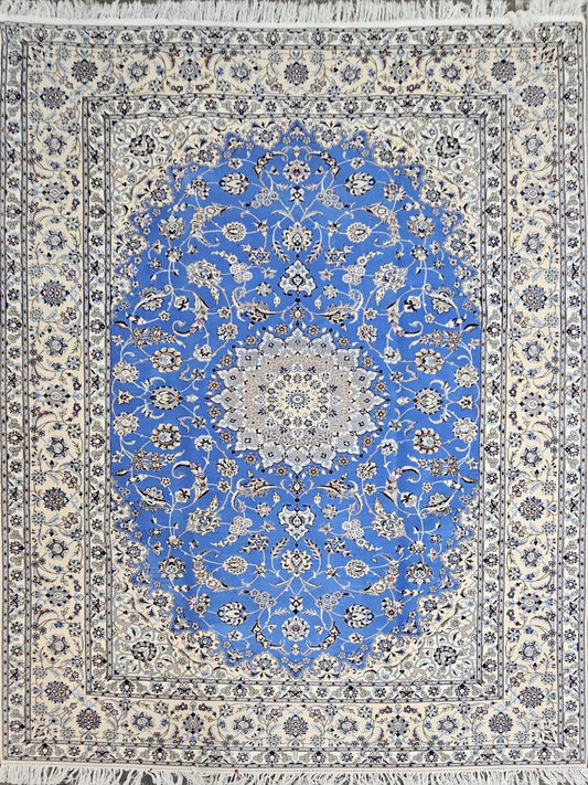 Silk & Fine Persian Nain Traditional Wool Rug 303 x 208 cm (9.93 x 6.83 ft)