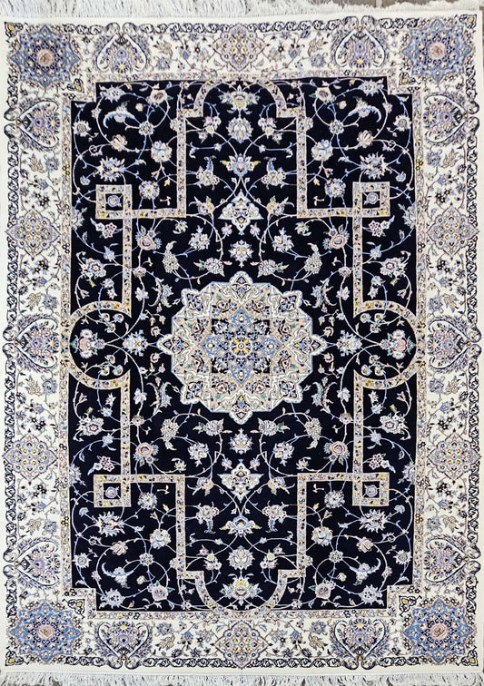 Silk & Fine Persian Nain Traditional Wool Rug 302 x 207 cm (9.91 x 6.80 ft)