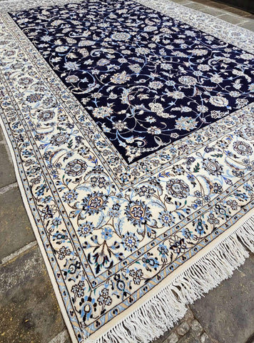 persian-nain-wool-rug-darkblue-side