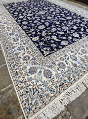 Silk & Fine Persian Nain Traditional Wool Rug 306 x 206 cm (10.04 x 6.76 ft)